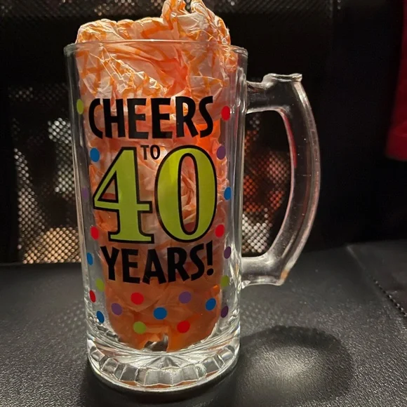 15oz glass mug "Cheers to 40 years!" - Picture 1 of 3